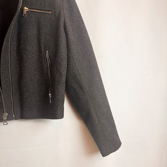 GAP Grey Wool Cropped Motorcycle Jacket Sz. S - Picture 3 of 6
